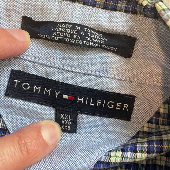 Tommy Hilfiger 100% Cotton Plaid Check Button Long Sleeve Classic Fit Shirt XXL - Picture 7 of 10